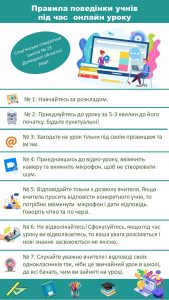 Правила поведінки учнів під час онлайн урокуПравила поведінки учнів під час онлайн уроку